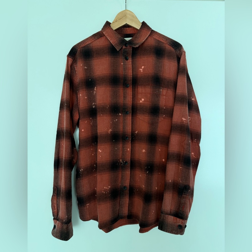 Standard Cloth Distressed Red Flannel Shirt